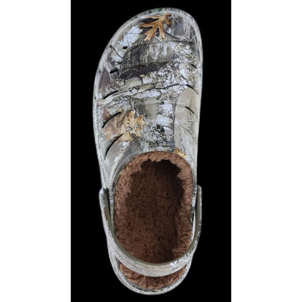 Rugged Shark Real Tree Men's FAUX SHERPA LINED Camouflage Clogs SIZE 10 NEW